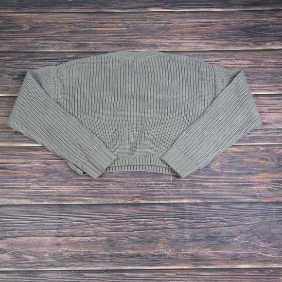 Elodie NEW Small Gray Crewneck Crop Sweater Knit Winter Acrylic - Picture 7 of 7